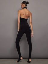 HALTER TURTLE CATSUIT WITH FOOTIE - BLACK