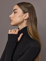 Slim Fit Long Sleeve Turtle Top - Black