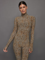 Slim Fit Long Sleeve Turtle Top - BB Leopard