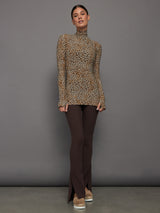 Slim Fit Long Sleeve Turtle Top - BB Leopard