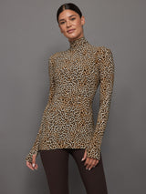 Slim Fit Long Sleeve Turtle Top - BB Leopard