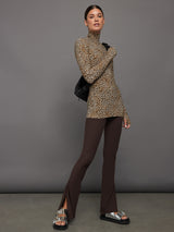 Slim Fit Long Sleeve Turtle Top - BB Leopard