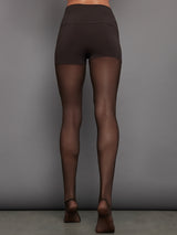 Legging W/ Mesh Bottom Footsie - Chocolate/Chocolate Mesh