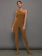 One Shoulder Catsuit W/ Footie - Woods