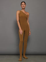 One Shoulder Catsuit W/ Footie - Woods