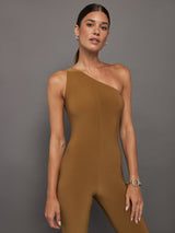 One Shoulder Catsuit W/ Footie - Woods