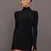Long Sleeve slim Fit Turtleneck Pickleball Dress - Black
