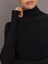 Long Sleeve slim Fit Turtleneck Pickleball Dress - Black