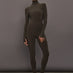 Long Sleeve Slim Fit Turtle Catsuit W/Footie - Bark