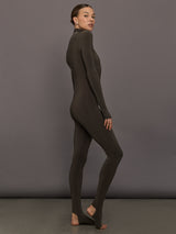 Long Sleeve Slim Fit Turtle Catsuit W/Footie - Bark