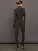 Long Sleeve Slim Fit Turtle Catsuit W/Footie - Bark