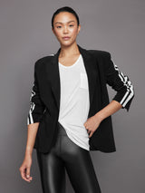 Side Stripe Single Breasted Jacket - Black/Offset Stripe