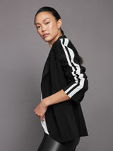 Side Stripe Single Breasted Jacket - Black/Offset Stripe