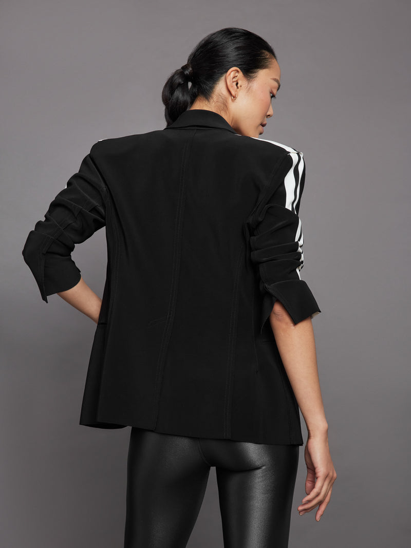 Side Stripe Single Breasted Jacket - Black/Offset Stripe