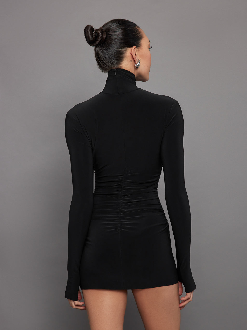 chinese dress ladies Turtleneck Long Sleeve Bodycon Maxi Dress White / L