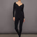 Off Shoulder Sweetheart Catsuit W/ Footie - Black