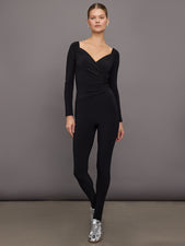 Off Shoulder Sweetheart Catsuit W/ Footie