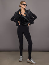 Off Shoulder Sweetheart Catsuit W/ Footie - Black