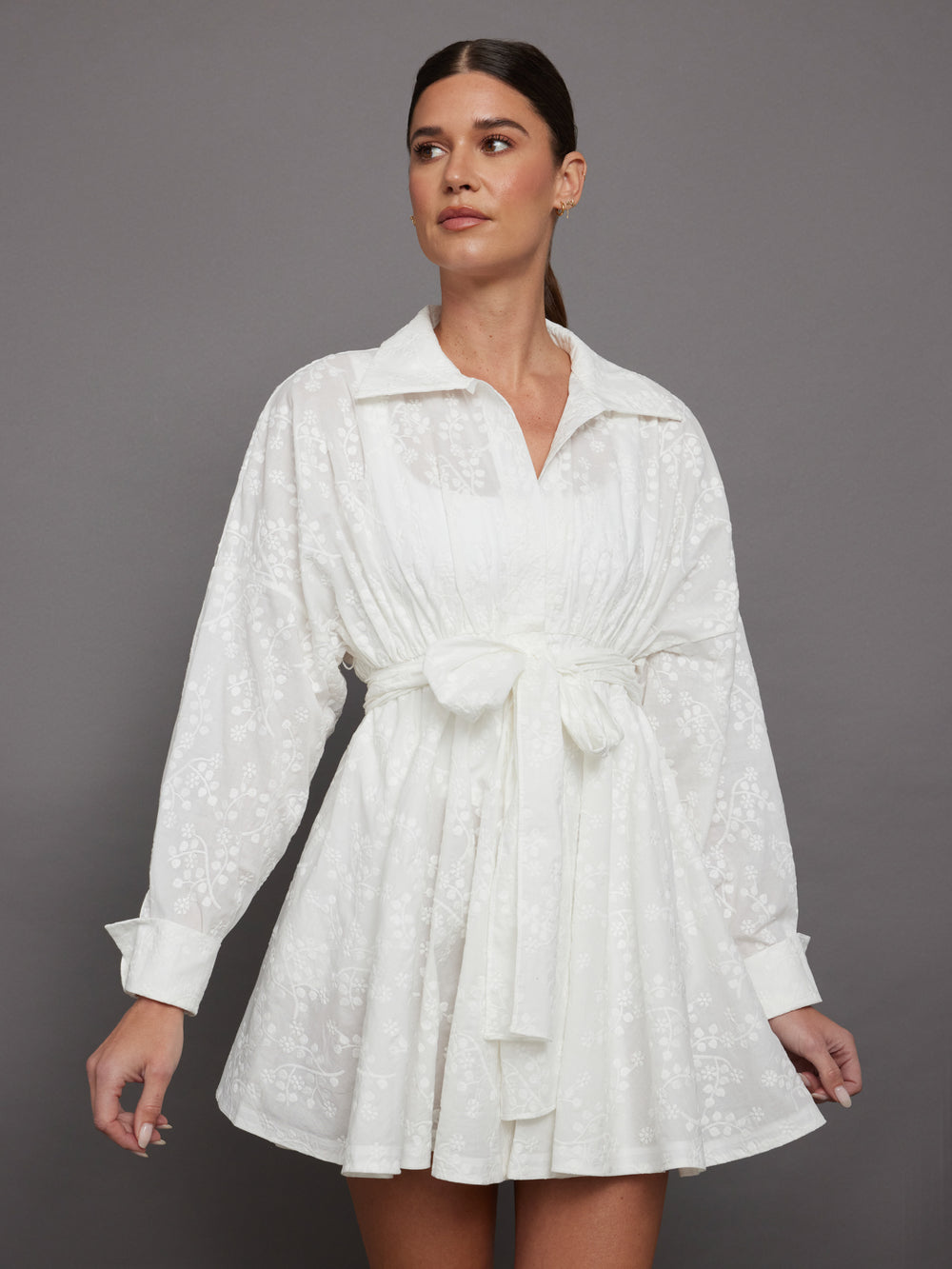 Super Oversized BK NK Shirt Babydoll Mini Dress - White Vines Carbon38 Super Oversized BK NK Shirt Babydoll Mini Dress - White Vines Carbon38