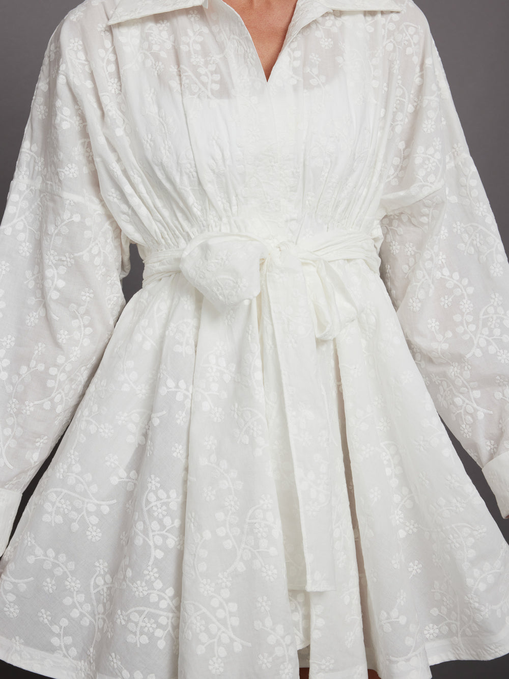 Super Oversized BK NK Shirt Babydoll Mini Dress - White Vines Carbon38 Super Oversized BK NK Shirt Babydoll Mini Dress - White Vines Carbon38