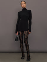 Long Sleeve slim Fit Turtleneck Pickleball Dress - Black