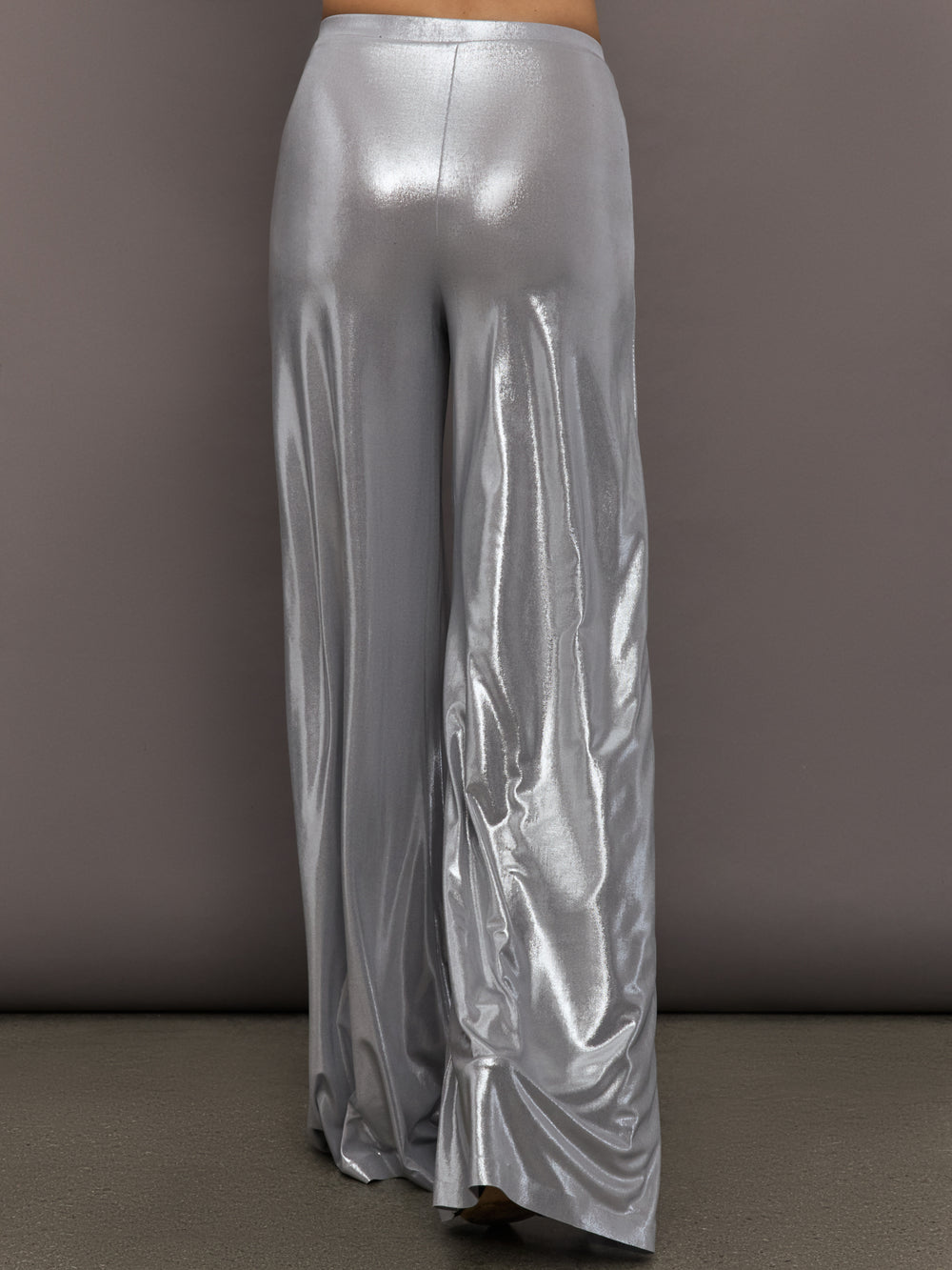 Bias Wide-Leg Pant in Silver, back view.