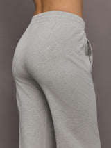 Close-up of Boyfriend Puff Jog Pant in Light Heather Grey, waistband detail.