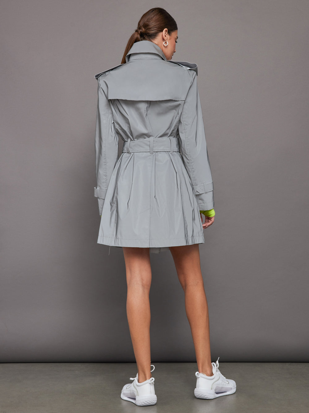 DOUBLE BREASTED TRENCH MINI - GREY