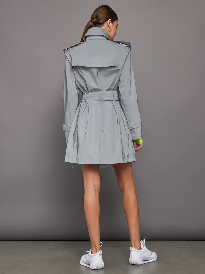 DOUBLE BREASTED TRENCH MINI - GREY