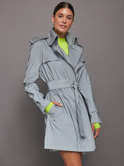 DOUBLE BREASTED TRENCH MINI - GREY