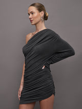 Lazy Diana Micro Dress W/ Sleeve - Dark Grey