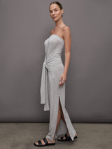 Strapless All in One Side Slit Gown - Light Grey