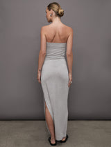 Strapless All in One Side Slit Gown - Light Grey