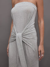 Strapless All in One Side Slit Gown - Light Grey