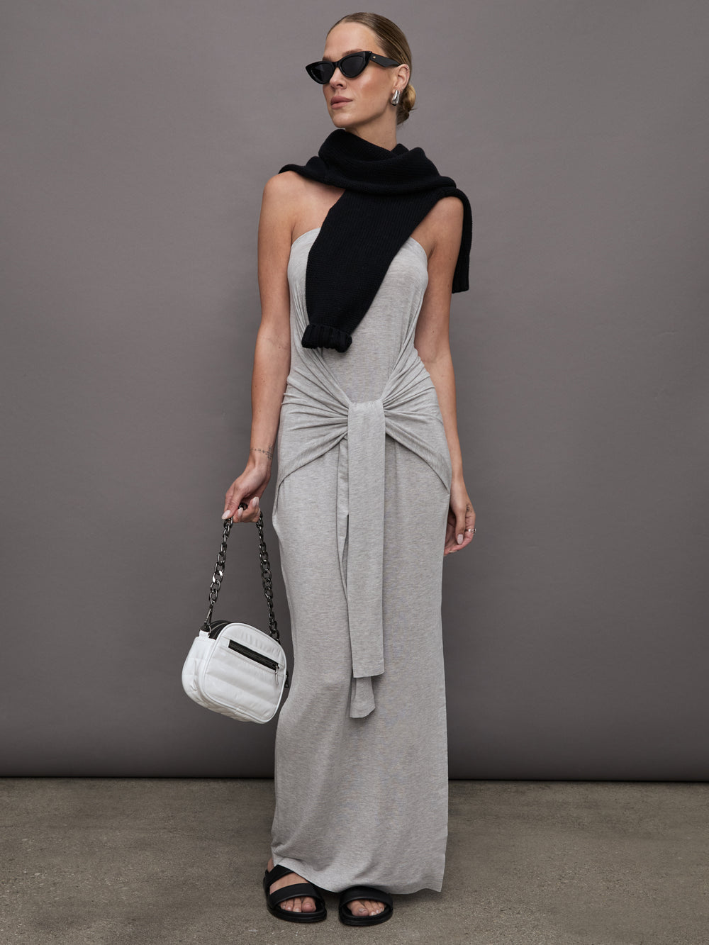 Strapless All in One Side Slit Gown - Light Grey Carbon38 Strapless All in One Side Slit Gown - Light Grey Carbon38