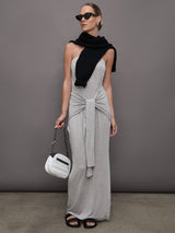 Strapless All in One Side Slit Gown - Light Grey