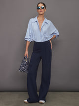 Super Oversized Boyfriend NK Shirt Bodysuit - Misty Blue