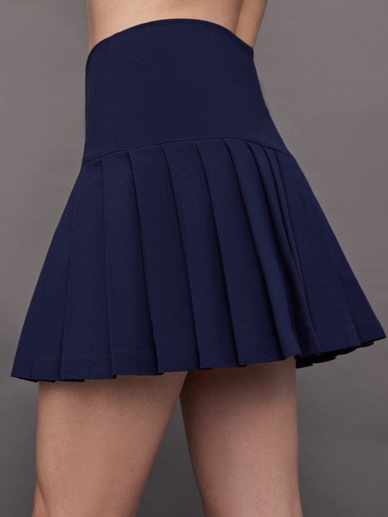 Pleated Mini Skirt - True Navy