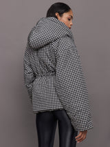 Hooded Sleeping Bag Coat Short - Large Houndstooth