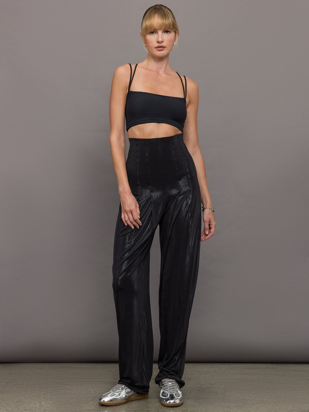 High Waist Tailored Pleat Pant - Black