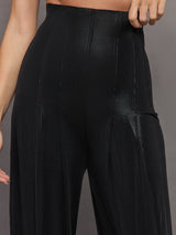 High Waist Tailored Pleat Pant - Black