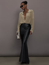 Straight Jean Skirt to Floor - Black