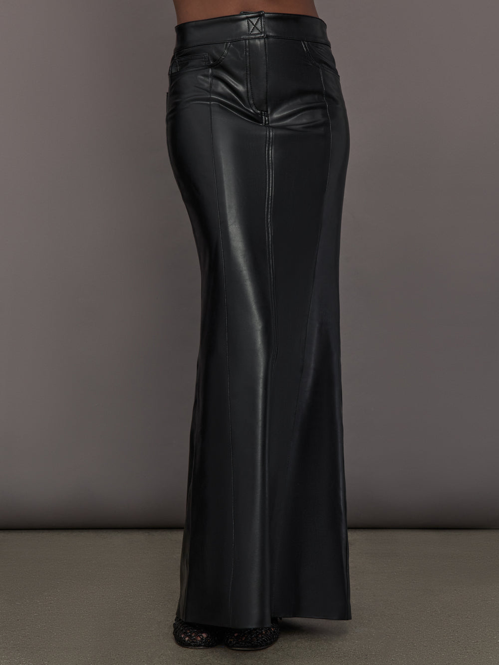 Straight Jean Skirt to Floor - Black