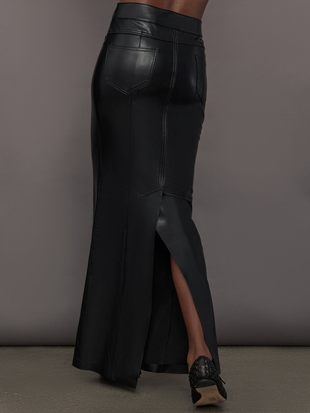 Straight Jean Skirt to Floor - Black