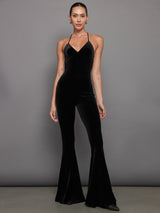 Low Back Slip Fishtail Jumpsuit - Black