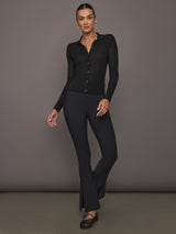 Ava Polo Cardigan - Black