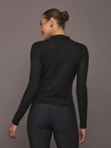 Ava Polo Cardigan - Black