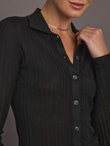 Ava Polo Cardigan - Black