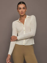 Ava Polo Cardigan - Ivory