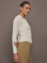 Ava Polo Cardigan - Ivory